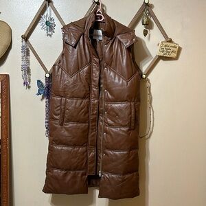 Avec Les Filles Brown Puffer Vest